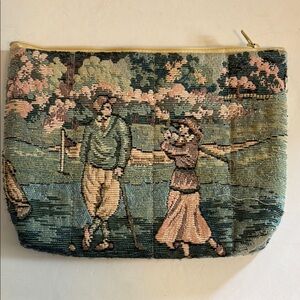 VINTAGE EMBROIDERED TAPESTRY CLUTCH
GOLF DEDIGN WITH MAN AND WOMAN
AWESOME BAG